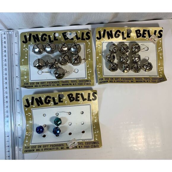 Silver Christmas Bells Assorted-Lot 3 Incomplete Cards(22 Bells)-Criterion VTG - Picture 1 of 5